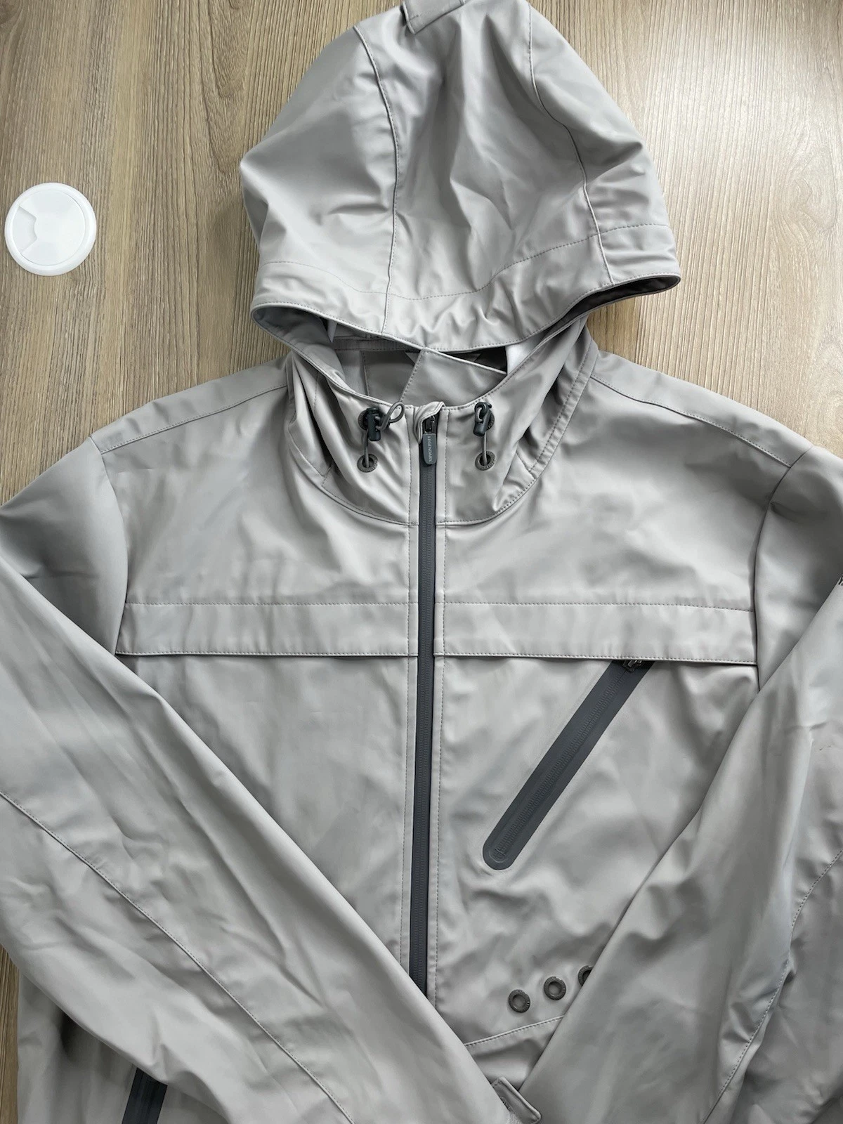 Legendary Outdoors Men's Fishing Rain Jacket Grey Water Resistant Hooded Large