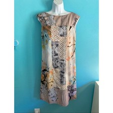 Basler Womens Asian Patchwork Shift Dress 8 38 Geometric Floral Boat Neck Sheath
