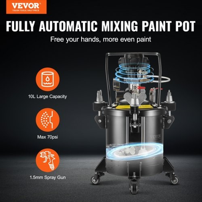 #ad VEVOR Spray Paint Pressure Pot 10 L 2.5 gal Fully Automatic Stirring Pressure P $335.03