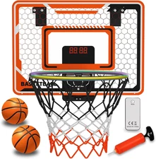LED Basketball Hoop for Kids - over the Door Indoor Hoop with Electronic Scorebo