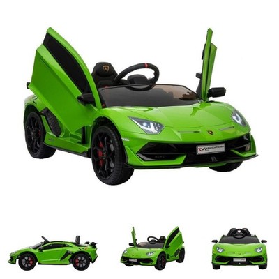 B-Ware ES-Toys Kinder Elektroauto Lamborghini Aventador SVJ, Kunstledersitz grün