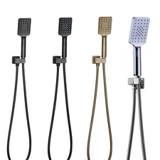 Plastic Three-Functional Hand Held Shower Sprinkler W/Brass Square Wall Holder