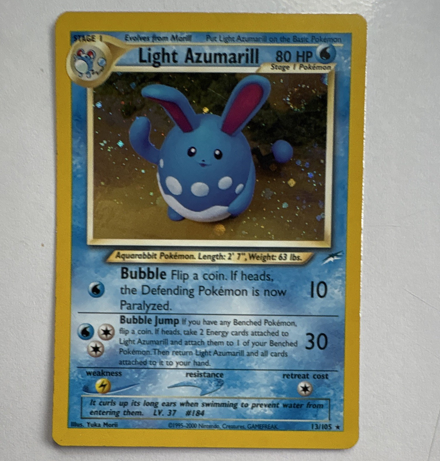 WOTC Light Azumarill 13/105 Neo Destiny Holo Rare English 80 HP Unlimited