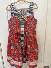 Matilda Jane Girls Size 4 Red Floral Gingham Sleeveless Dress New With Tags