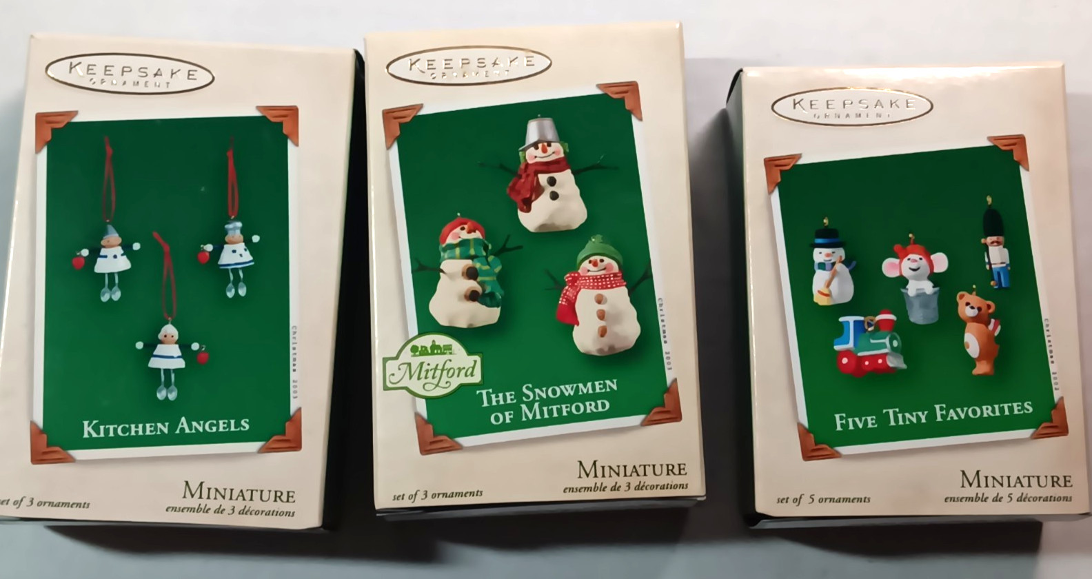 Hallmark ornament minature five tiny favorites kitchen angel Snowmen of Mitford