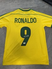Ronaldo Nazario Signed Brazil FC Home Soccer Jersey 9 with Beckett COA