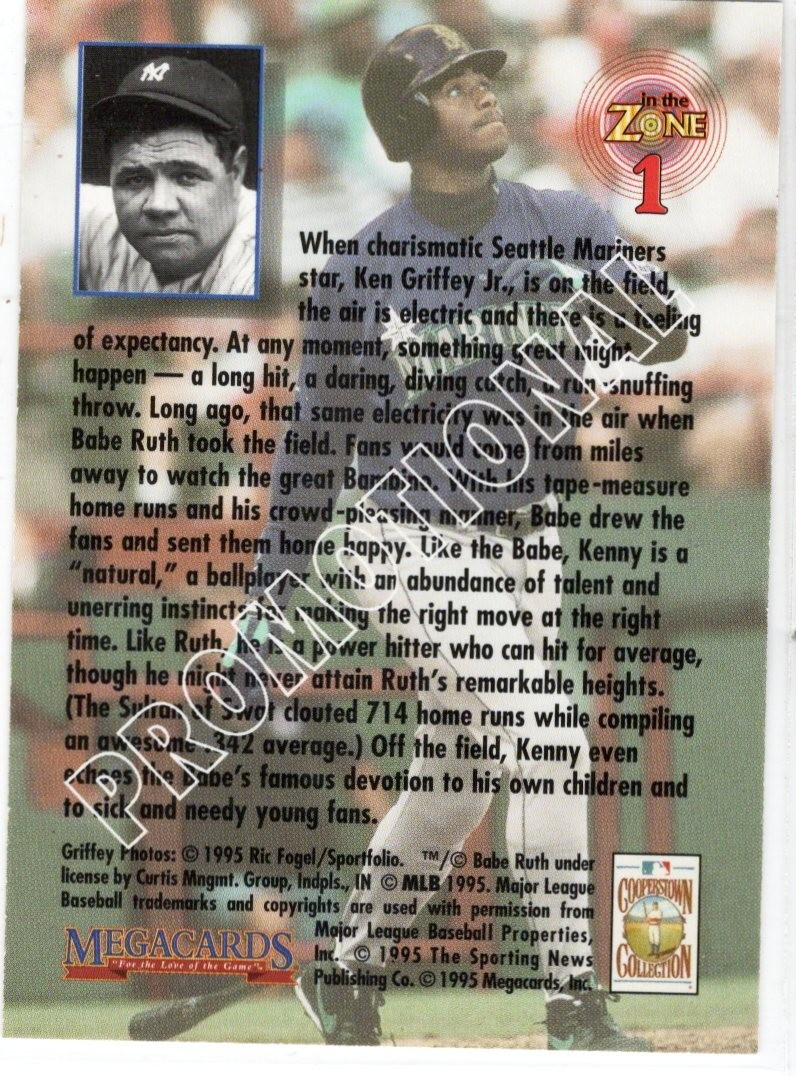 1995 Megacards - Conlon Collection Ken Griffey Jr. & Babe Ruth in the Zone Promo