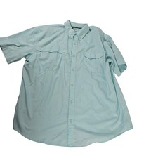 Huk XXL Performance Fishing Shirt Short Sleeve Aqua Blue Ventilated Button Up