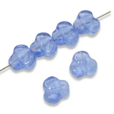 25 Light Blue Trillium Beads - 9mm Czech Glass Flowers - For Handmade Jewelry