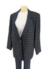 Sag Harbor Women's Blazer Size 18 Wool Blend Formal Jacket Black Purple Lined