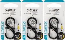 Nite Ize S-Biner SlideLock Stainless Steel Carabiner 2 - Black 3-Pack 