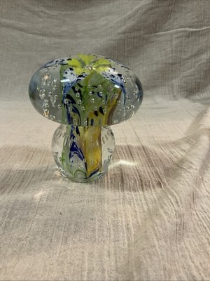 VTG Wheaton Ware Exclusive Art Glass Mushroom Paperweight Controlled Bubbles 4''