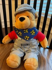 Vintage Disney Store, Winnie the Choo Choo Pooh Plush 14  w/Original Tags