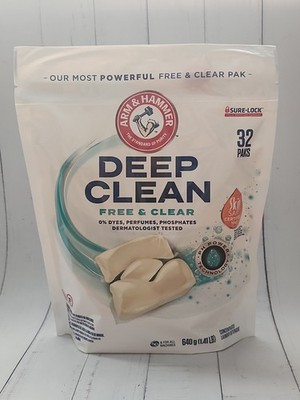ARM & HAMMER Deep Clean Free & Clear Detergent Power Paks, 32 Paks