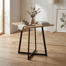 Table manger 80x80 design industriel table cuisine bois chêne métal Homestyle4u