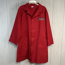 Vintage Lincoln Electric Uniform Jacket Shop Overcoat Sz L Red Welder Workwear