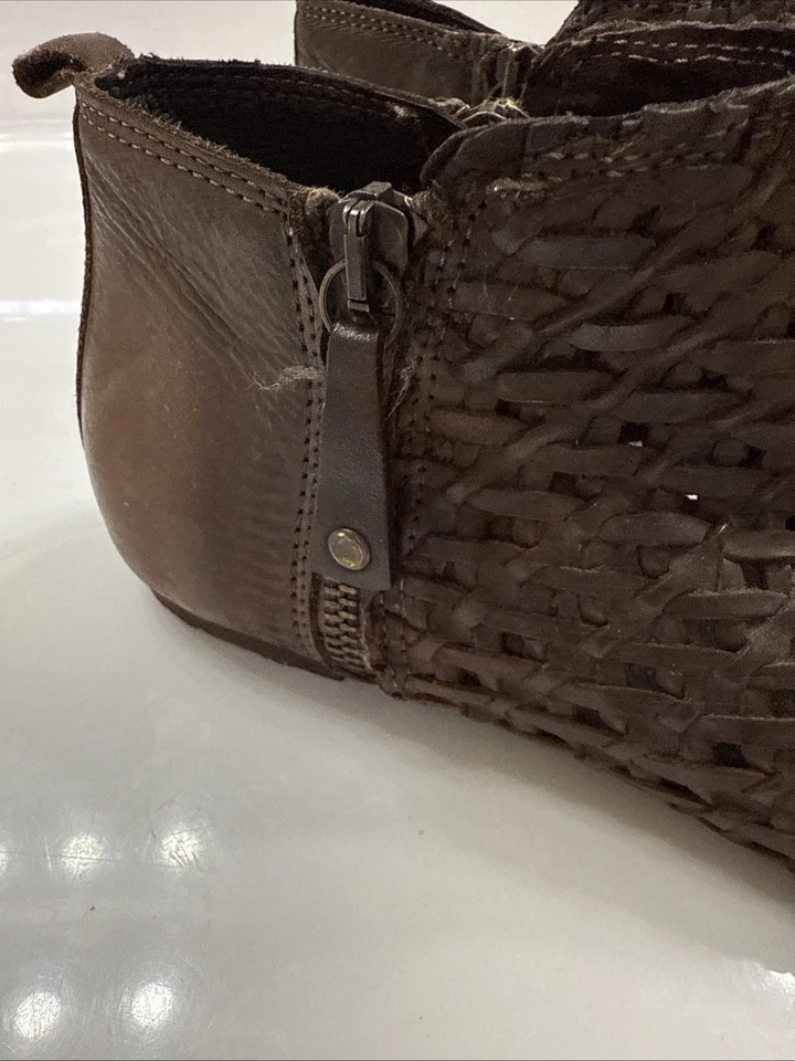 Sundance Woven Leather Asheville Double Zip Peep Toe Sandals Sz EU 38/US 8 Brown - Image 2 of 4