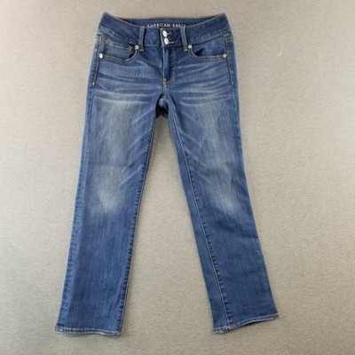 American Eagle Jeans Women's Sz 4 Artist Crop Stretch MedWash Normcore Cute Nice