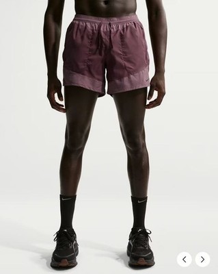 NEW MENS M MEDIUM NIKE STRIDE PLUS RUNNING SHORTS 5'' 2in1 DARK WINE IF2016 674