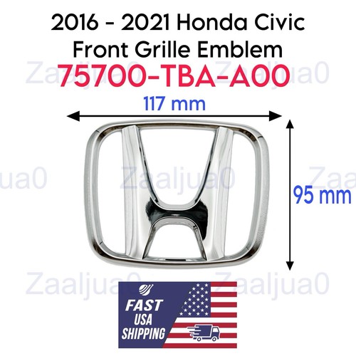 2016 - 2021 Honda Civic Front Grille Emblem 4DR 2DR H Logo Badge Chrome Grill Si