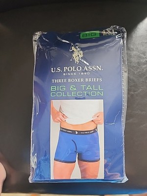 US Polo Assn Big 4XL Black Three Boxer Briefs big And Tall Collection New