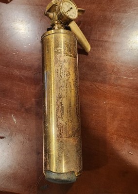 Brass Stop-Fire Aircraft Pyrene Fire Extinguisher w/Bracket - Vintage