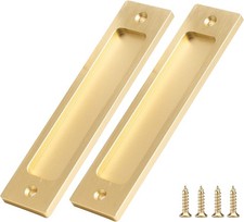 Barn Door Flush Pull Handle Gold Rectangular 2Pc