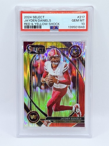 2024 Select Jayden Daniels Club Level Red and Yellow Prizm Shock  #217 PSA 10