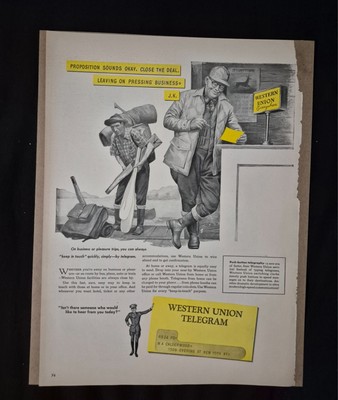 Orig Magazine Ad WESTERN UNION- proposition sounds okay close the deal (JA791