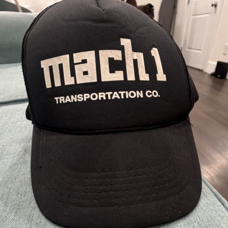 Mach1 Transportation Co. Black Mesh Back Adjustable Snapback Trucker Hat OS