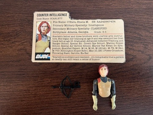 1982 Vintage GI Joe Cobra Lot SCARLETT  with File card & bow