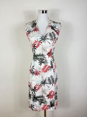 REISS Kleid, ärmellos, V-Ausschnitt, Gr.36, mehrfarbiger Alloverprint