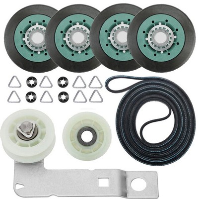 Whirlpool WGD75HEFW0 Dryer Rollers Pulley Bracket Belt Kit