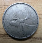 Canada 1960 25 Cents 25c Canadian Caribou Quarter Coin - 80% Silver - ASW .150oz