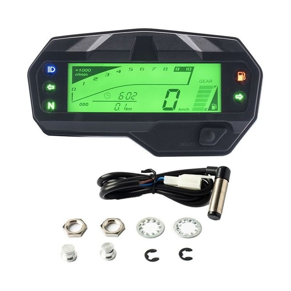 Universal Motorrad LCD Digital Tachometer Geschwindigkeitsmesser KilometerzäHler-image