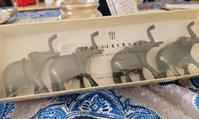 Pottery Barn Set of 4 African Elephant Place Card Holders Black Metal New Boxed