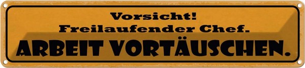 Blechschild 10X46 Cm Vorsicht Freilaufebder Chef Spruch Zitat Deko Geschenk Meta-image