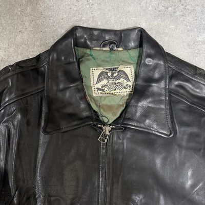 Avirex A-2 Flight Jacket Leather Black XXL Used Rare 90s Vintage 