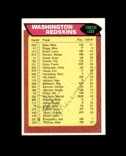 Joe Theismann Signed 1976 Topps Team Checklist Washington Autograph