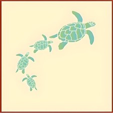 SEA TURTLE FAMILY STENCIL -Sea Creatures Marine-The Artful Stencil