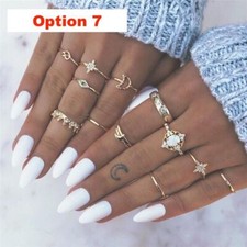 Boho Silver Gold Colour Yin Yang Knuckle Ring Set Women Girl Vintage Toe Thumb