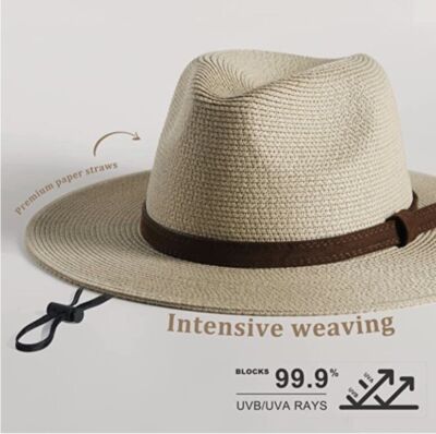 Sun Hats for Women Summer Wide Brim UV UPF 50+ Panama Fedora Foldable  X-Large