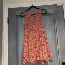 Free People Women’s Small Sleeveless Floral Peach Lined Tank Knee Length Dress