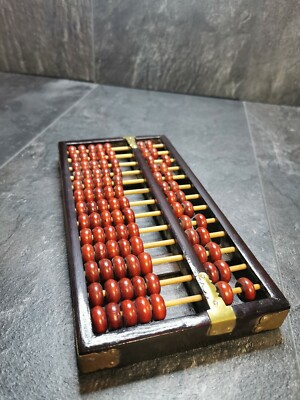 Vintage Made in China Diamond Brand 91 Bead 13 Stab Dark Wood Abacus 