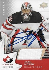 Signed Joel Hofer 2020 UD Team Canada Juniors St. Louis Blues Jersey Card #3