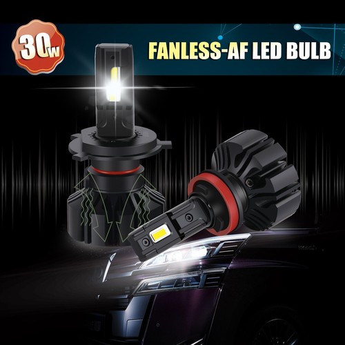 Alla Lighting Xenon White Color White LED Fan-less Sink H4 Headlight Bulb, 2X - Picture 2 of 8