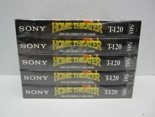 PACK OF 5 Sony Home Theater VHS Tape Media 6hr Ideal for Screens 41" Blank New
