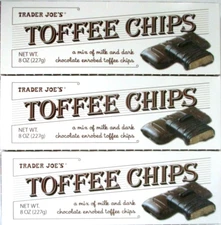 3 Packs Trader Joe's Toffee Chips Mix of Milk & Dark Chocolate 8 oz Each Pack
