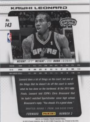 Panini Prizm Kawhi Leonard 2013-14 #143 for sale | eBay
