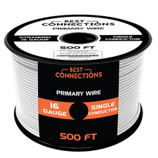 16 Gauge Car Audio Primary Wire 500ft  White   Remote, Power/Ground Electrical